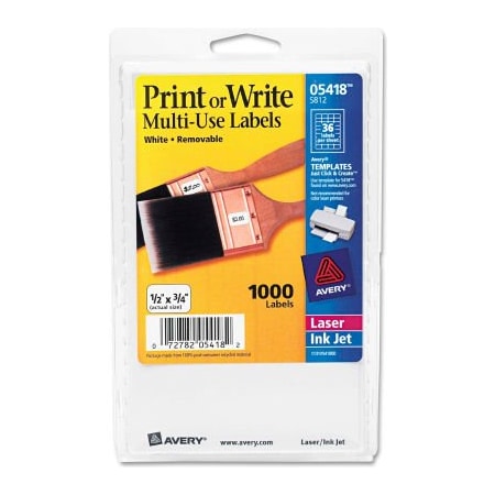 Avery Avery Print or Write Removable Multi-Use Labels, 1/2 x 3/4, White, 1008/Pack 5418